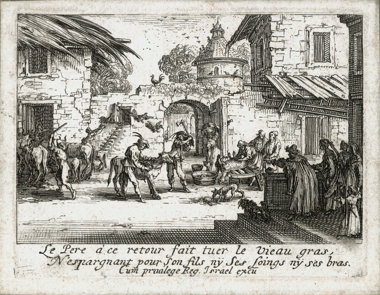 Den fortabte søns liv ... (kobberstik) af Jacques Callot