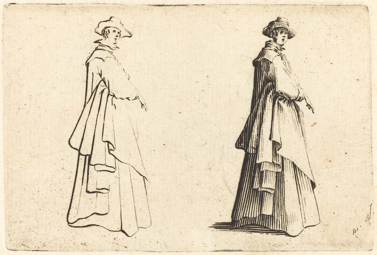 Dame i stor frakke af Jacques Callot