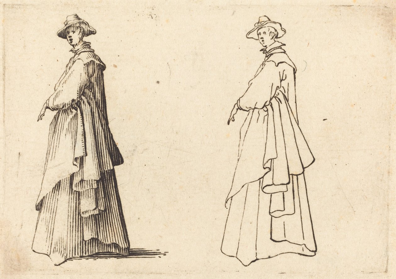 Dame i stor frakke af Jacques Callot