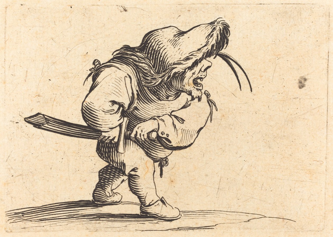 Mand forbereder sig på at trække sit sværd af Jacques Callot
