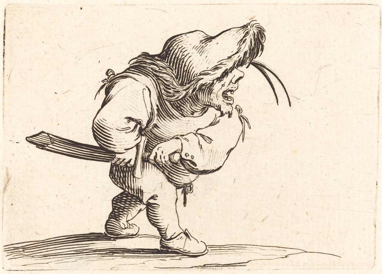 Mand forbereder sig på at trække sit sværd af Jacques Callot