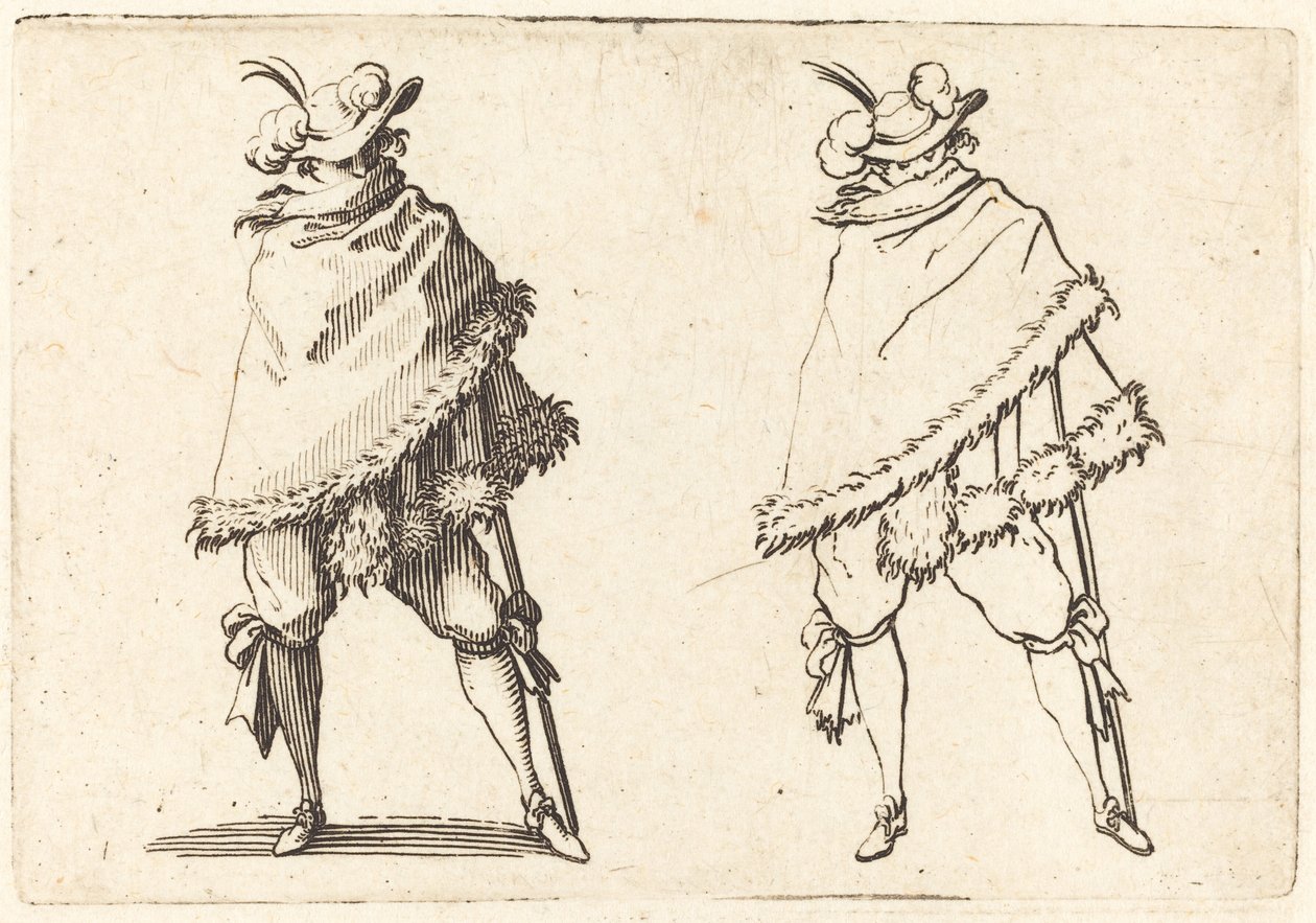 Mand svøbt i sin kappe af Jacques Callot