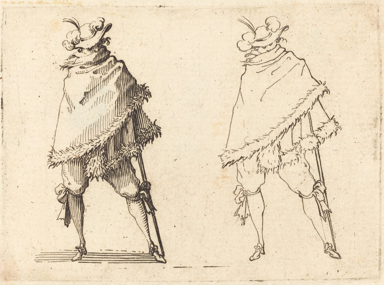 Mand svøbt i sin kappe, ca. 1617. af Jacques Callot