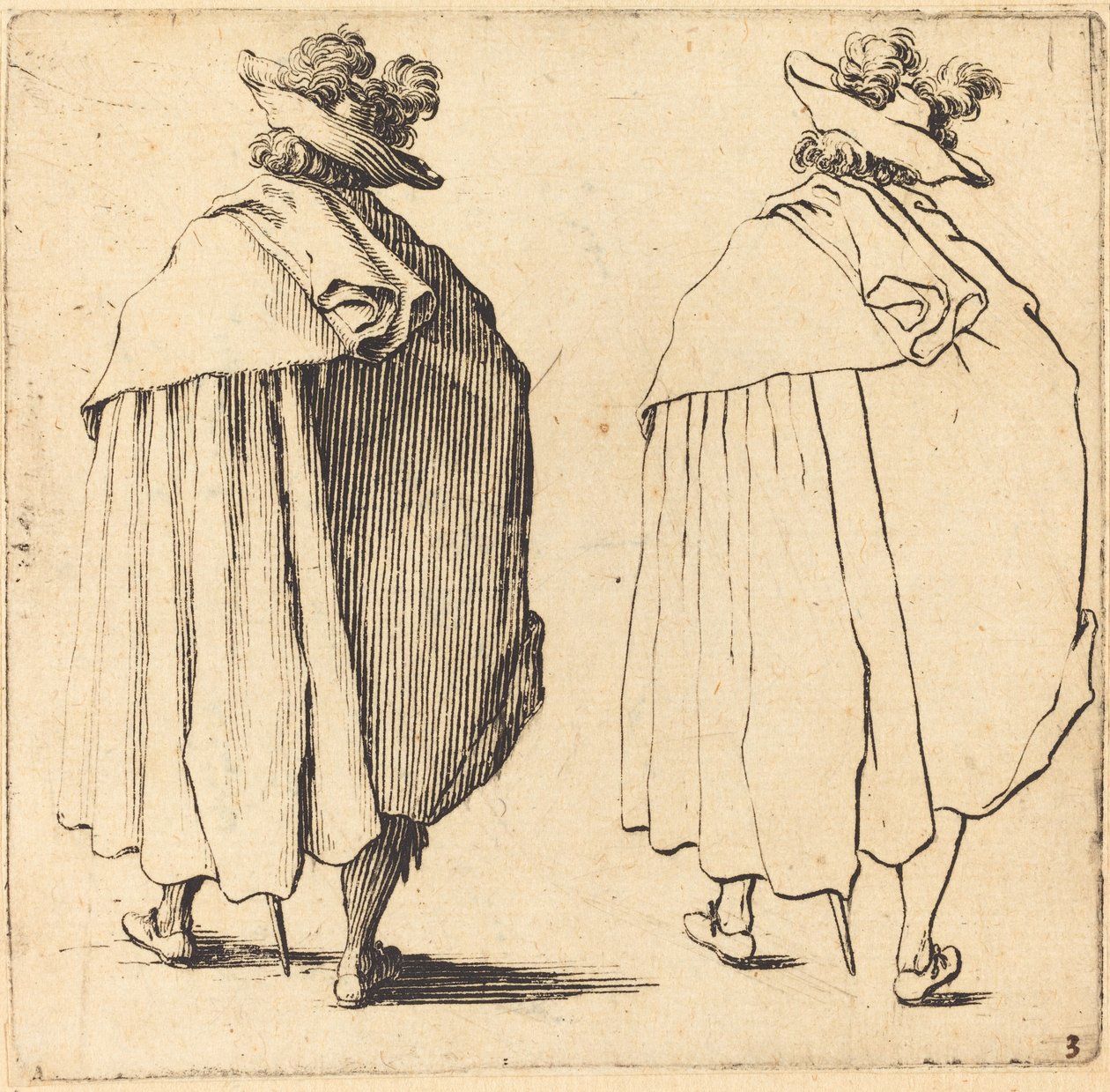Mand i kappe, set bagfra af Jacques Callot