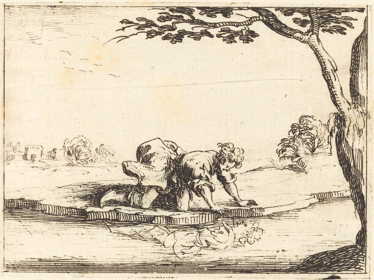 Narcissus kigger i vandet af Jacques Callot
