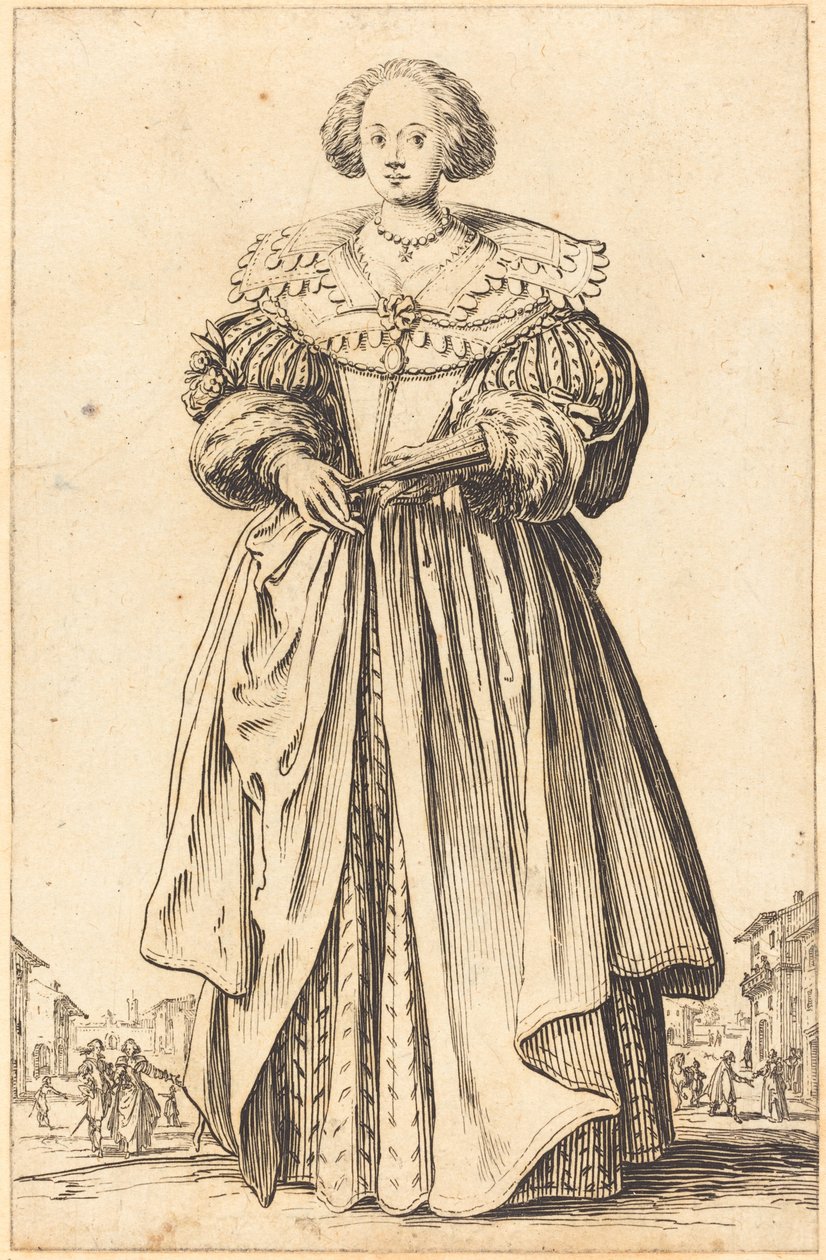 Ædel kvinde med vifte af Jacques Callot