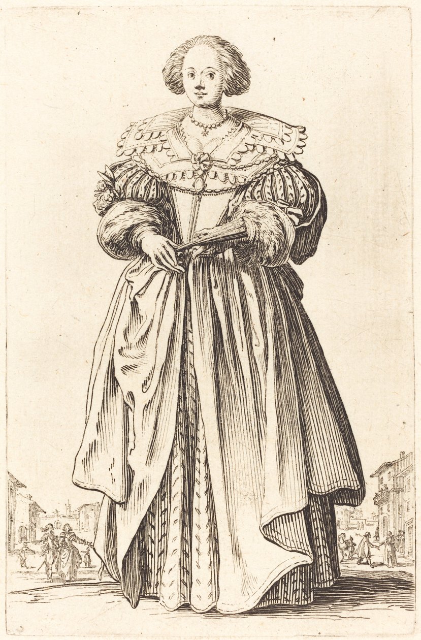 Ædel kvinde med vifte af Jacques Callot