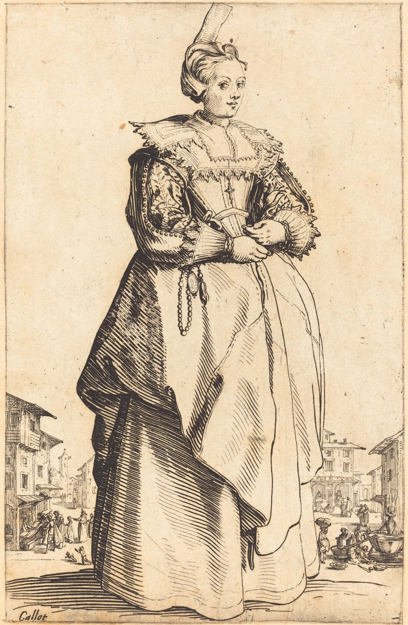 Ædel kvinde med en lille hat af Jacques Callot