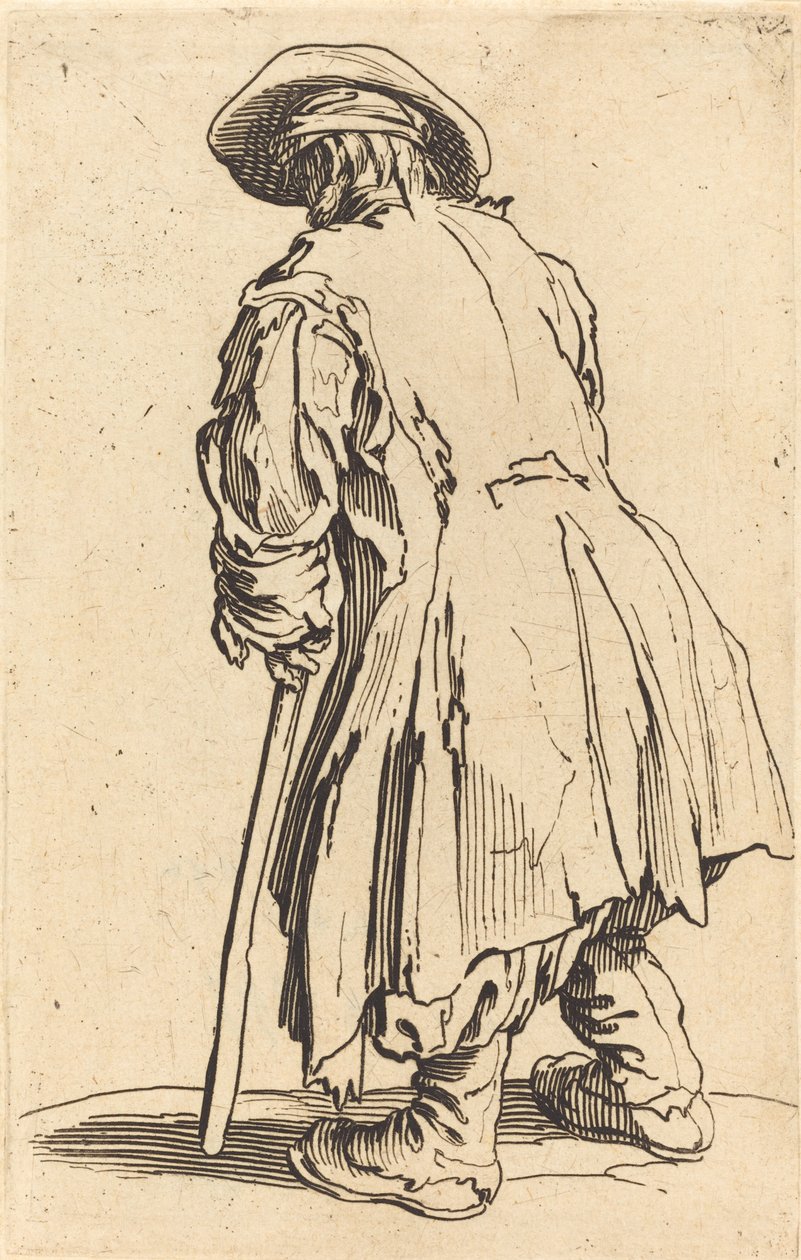 Gammel tigger med én krykke af Jacques Callot
