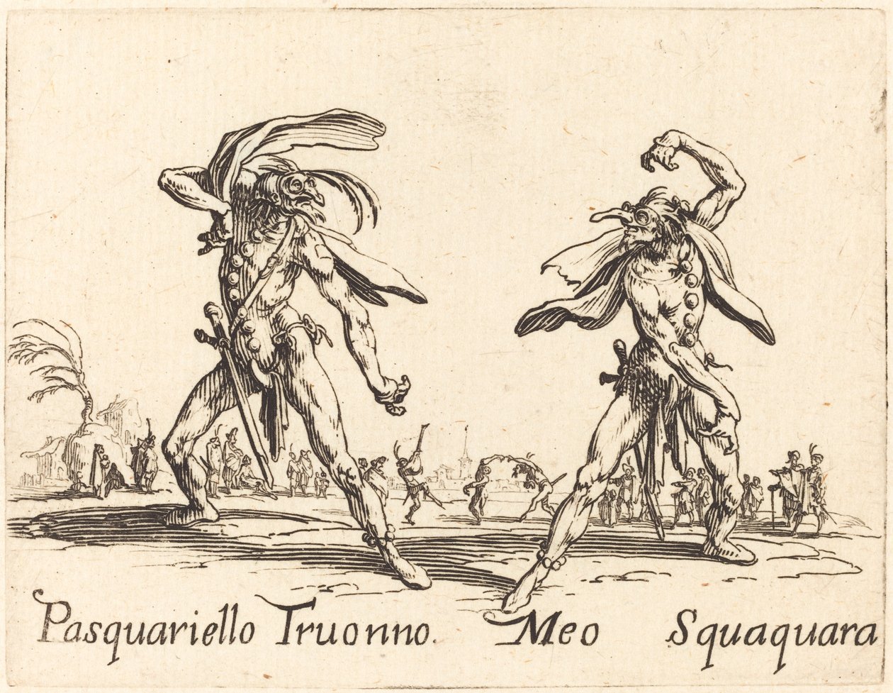 Pasquariello Truonno og Meo Squaquara af Jacques Callot