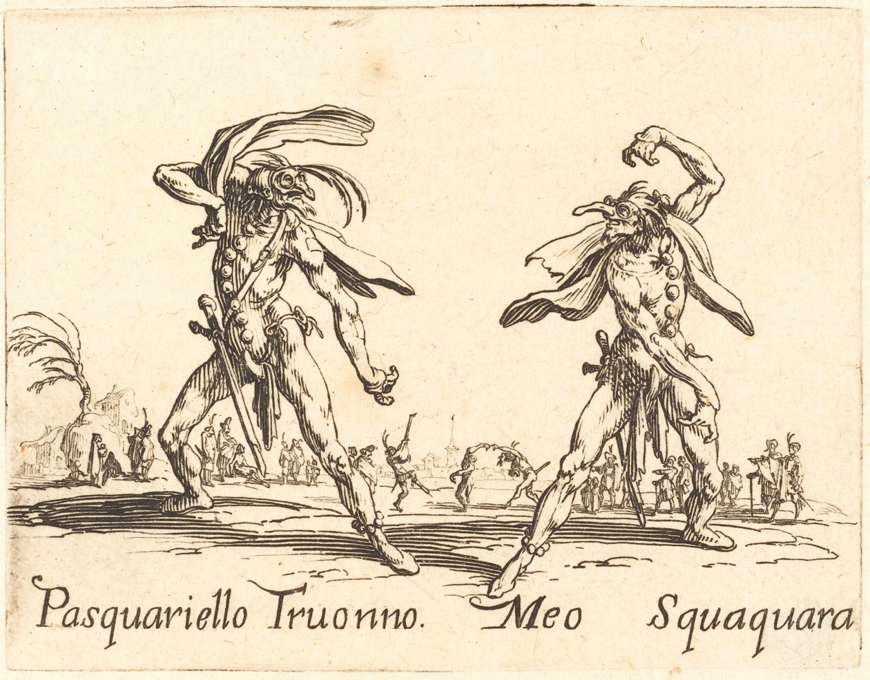Pasquariello Truonno og Meo Squaquara af Jacques Callot