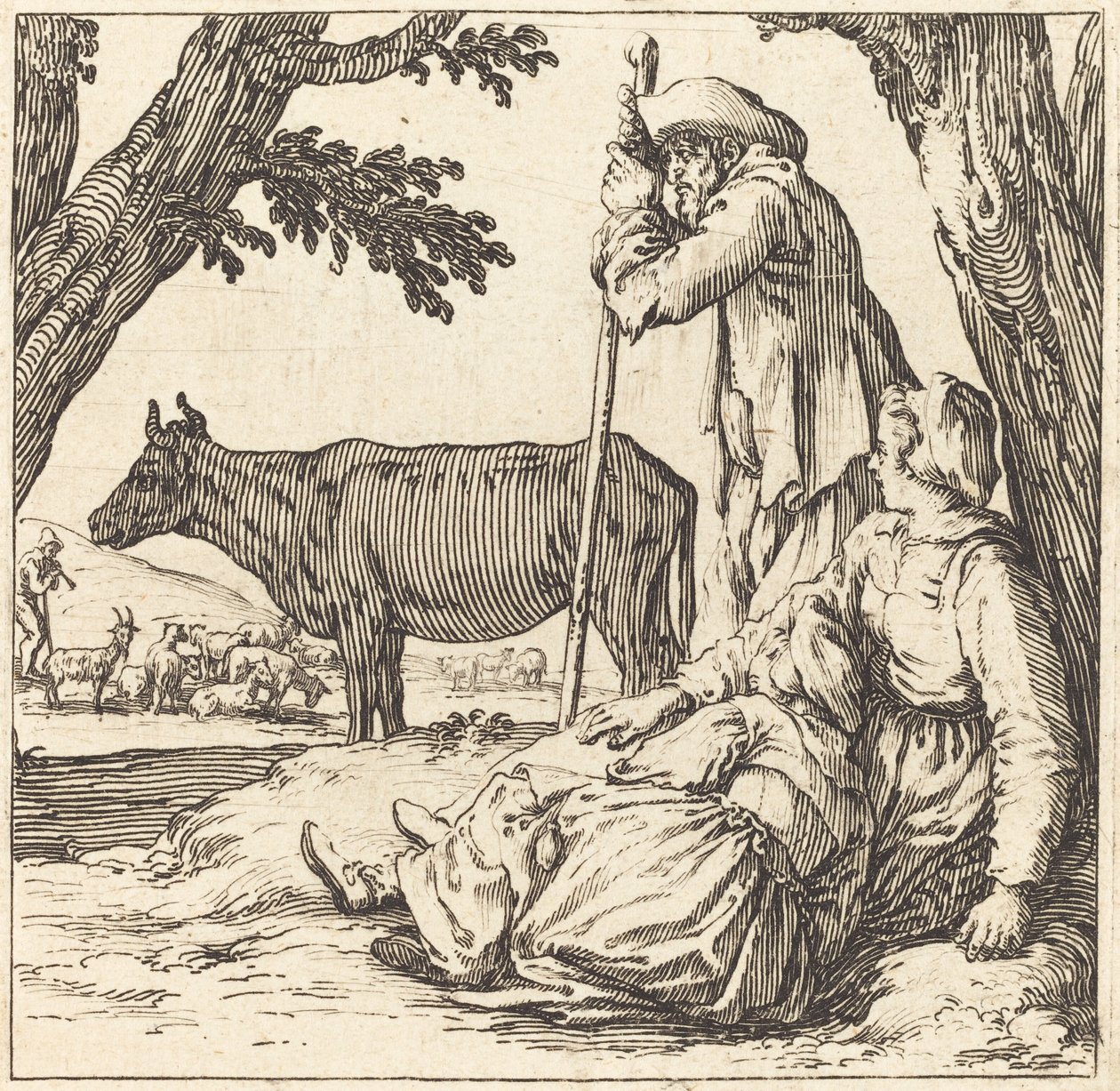 Bondepar med ko af Jacques Callot
