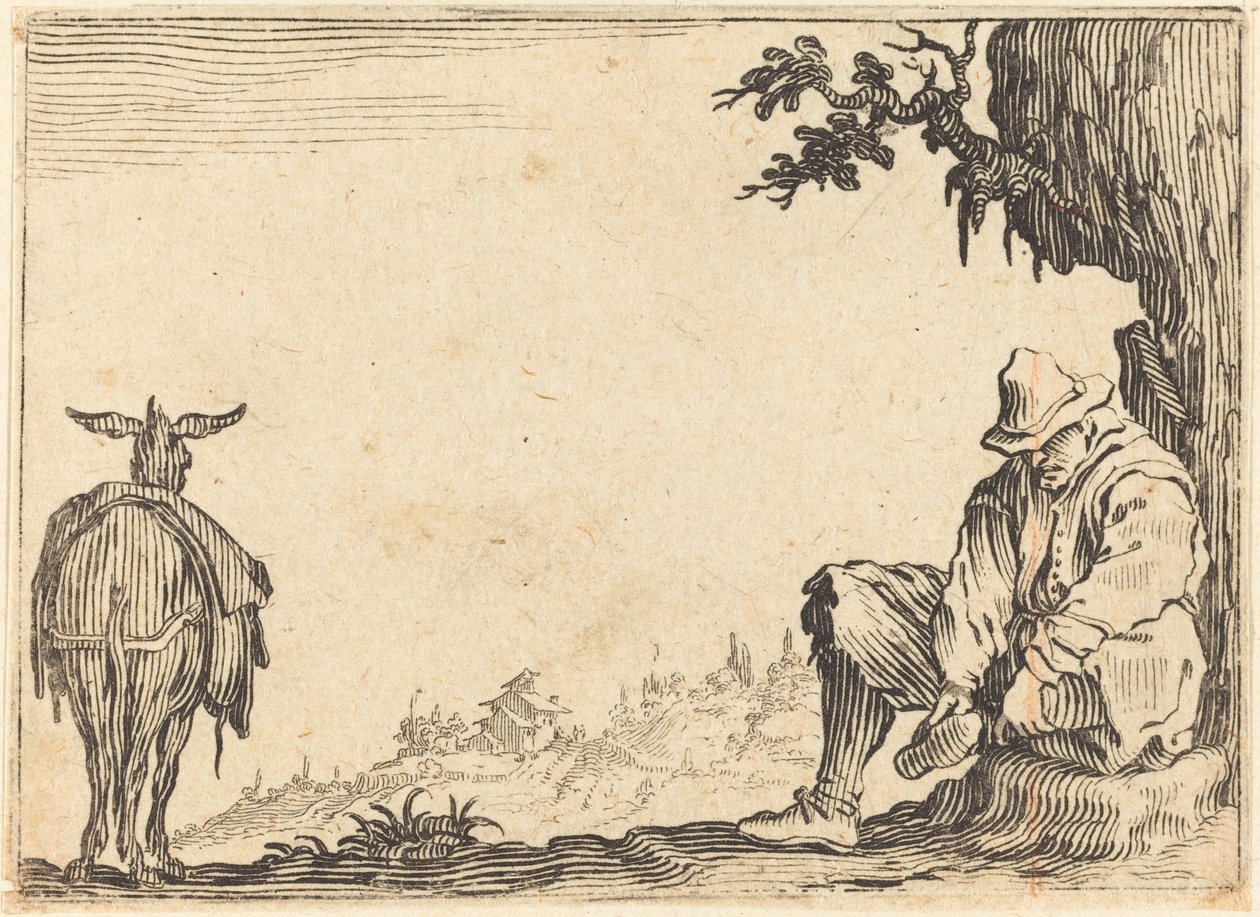 Bonde fjerner sin sko, ca. 1622. af Jacques Callot