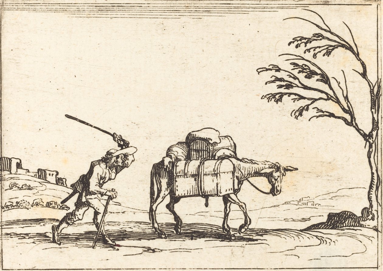 Bonde pisker sit Æsel af Jacques Callot
