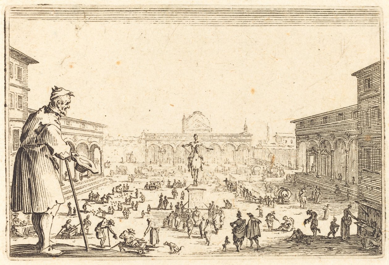 Piazza SS. Annunziata, Firenze, ca. 1622. af Jacques Callot
