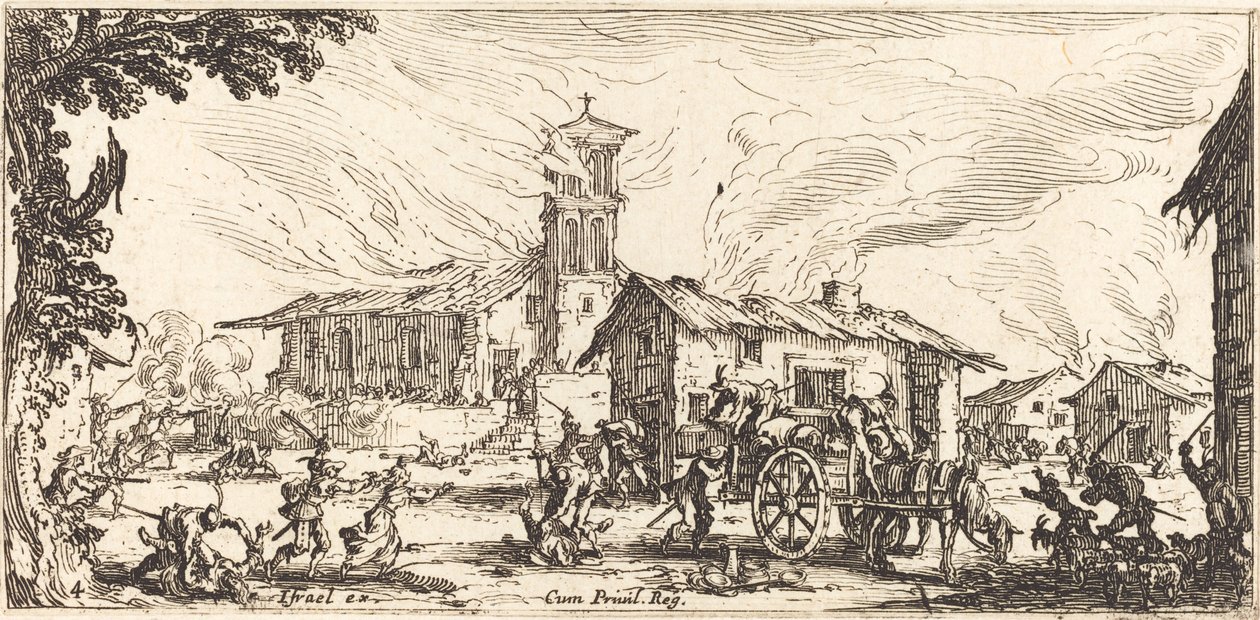 At hærge og brænde en landsby af Jacques Callot