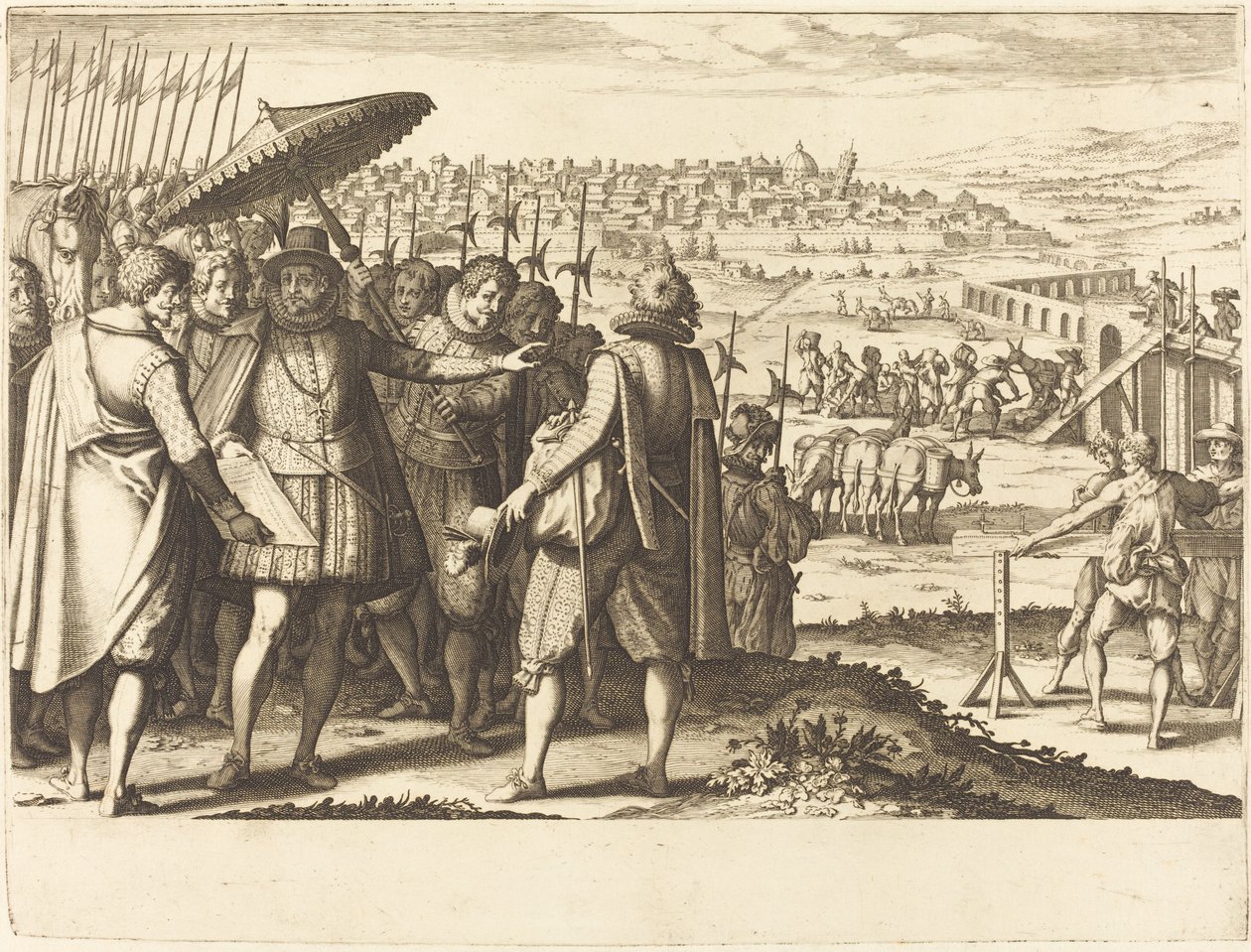 Restaurering af akvædukten i Pisa af Jacques Callot