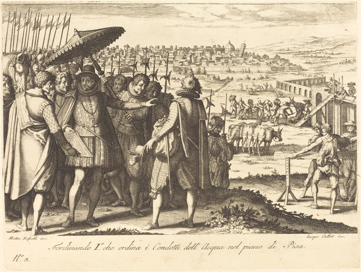 Restaurering af akvædukten i Pisa af Jacques Callot