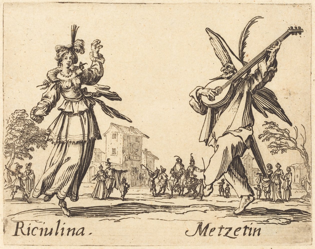 Riciulina og Metzetin, ca. 1622. af Jacques Callot