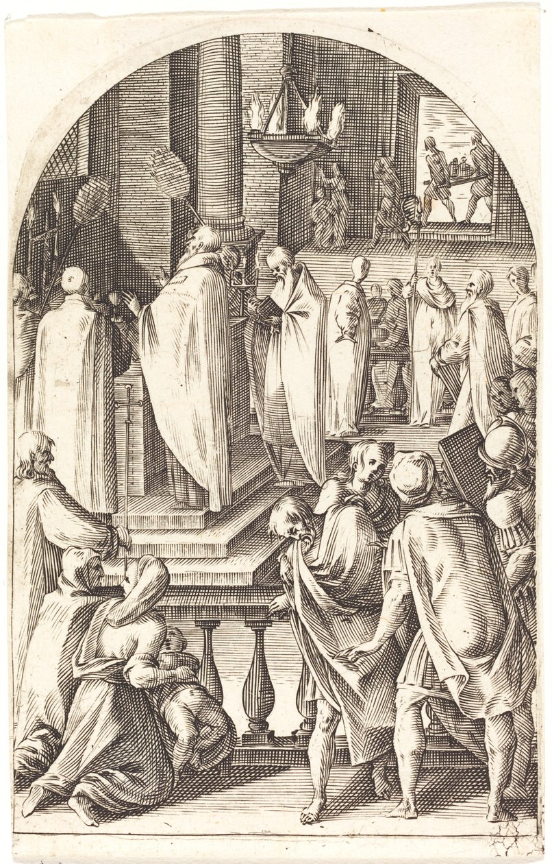 Sankt Basilikum fejrer messen af Jacques Callot