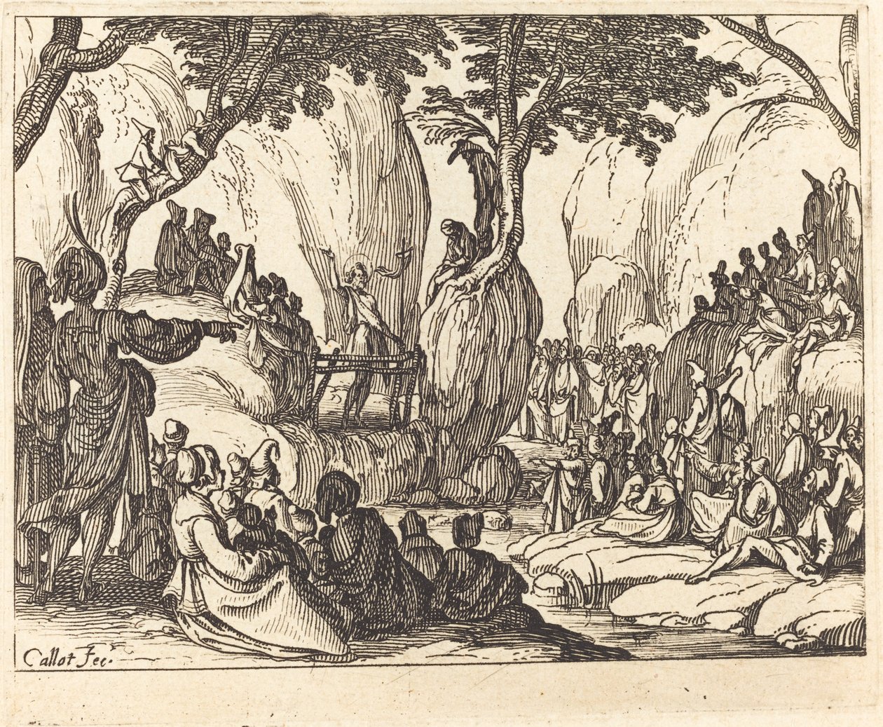 Sankt Johannes prædiker i ørkenen. af Jacques Callot