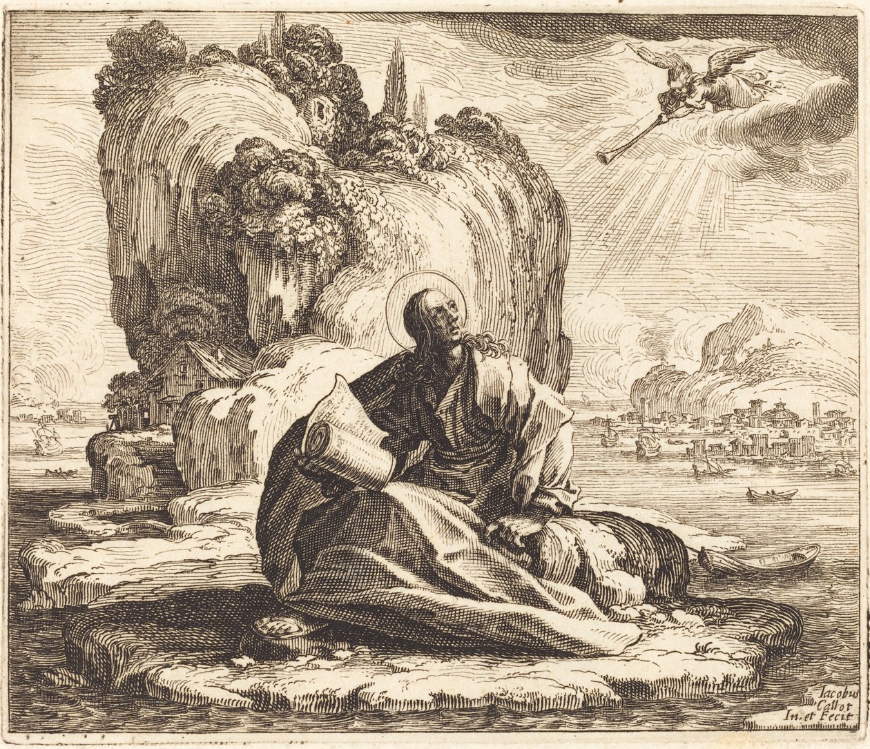 Saint John på øen Patmos af Jacques Callot