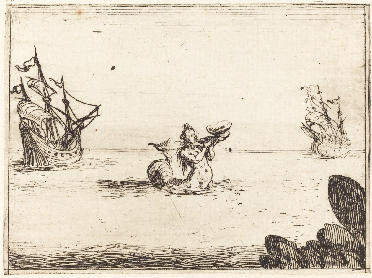 Sirene mellem to skibe, 1628. af Jacques Callot