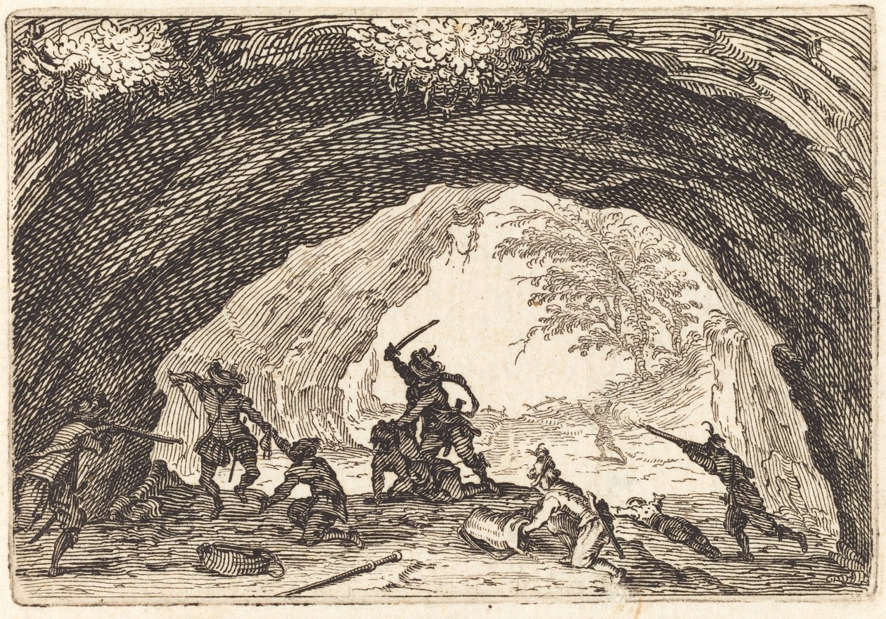 Soldater angriber røvere af Jacques Callot