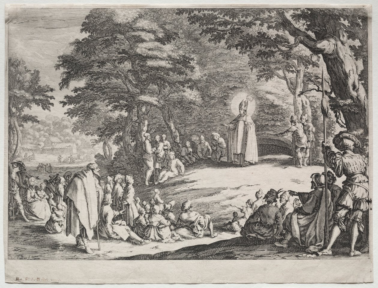 Sankt Amand prædiker i en skov. af Jacques Callot