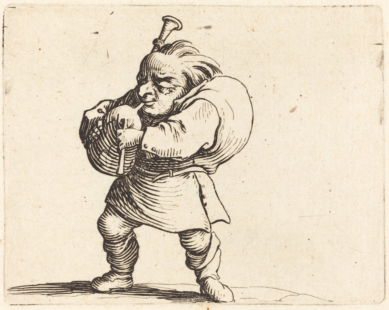 Sækkepibespilleren, ca. 1622. af Jacques Callot