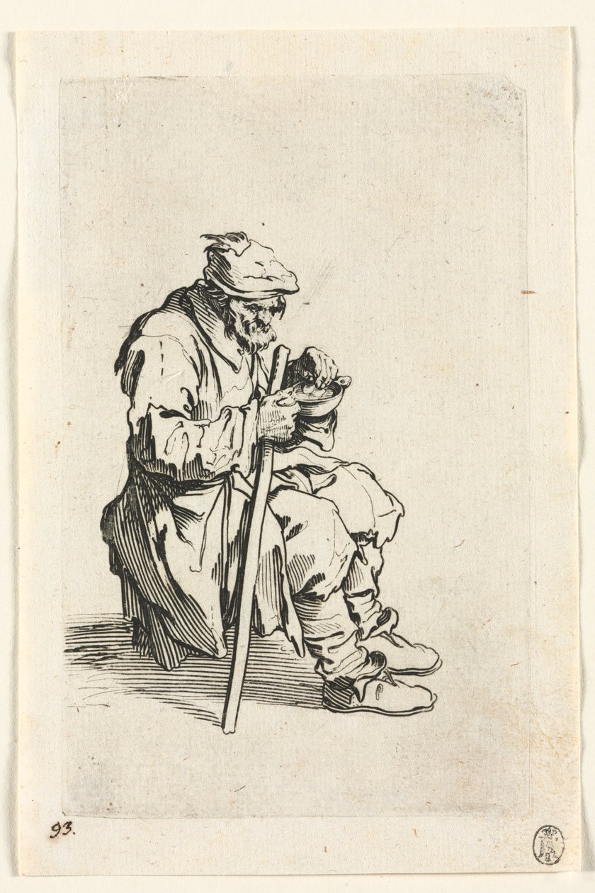 Tiggerne: Tigger sidder ned og spiser af Jacques Callot
