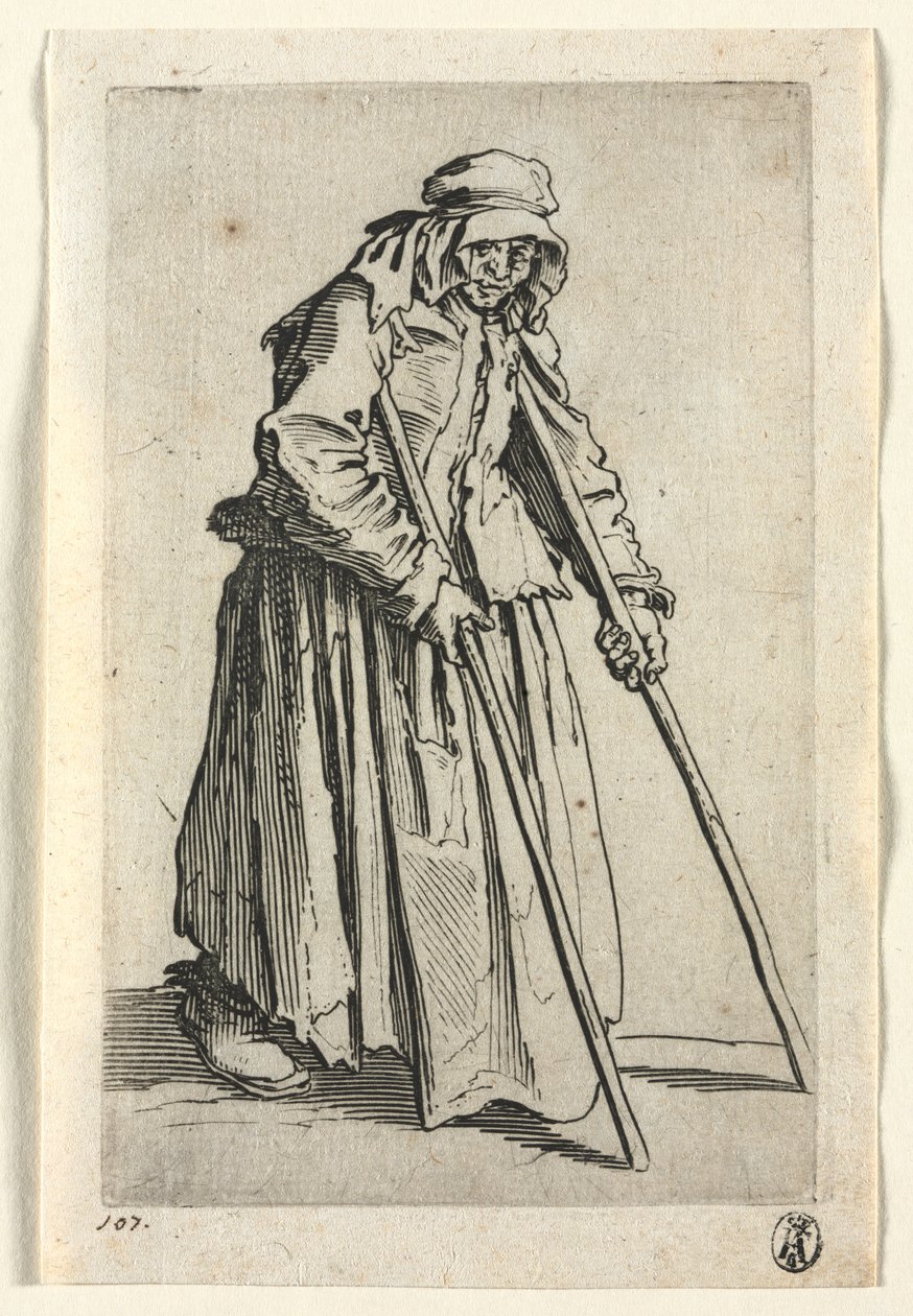 Tiggerne: Tiggerkvinde på krykker af Jacques Callot