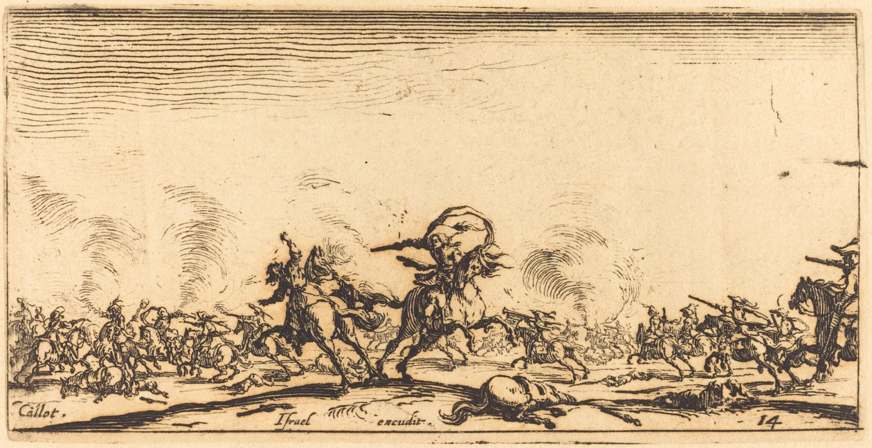 Kavalerikampen med pistoler, ca. 16321634. af Jacques Callot