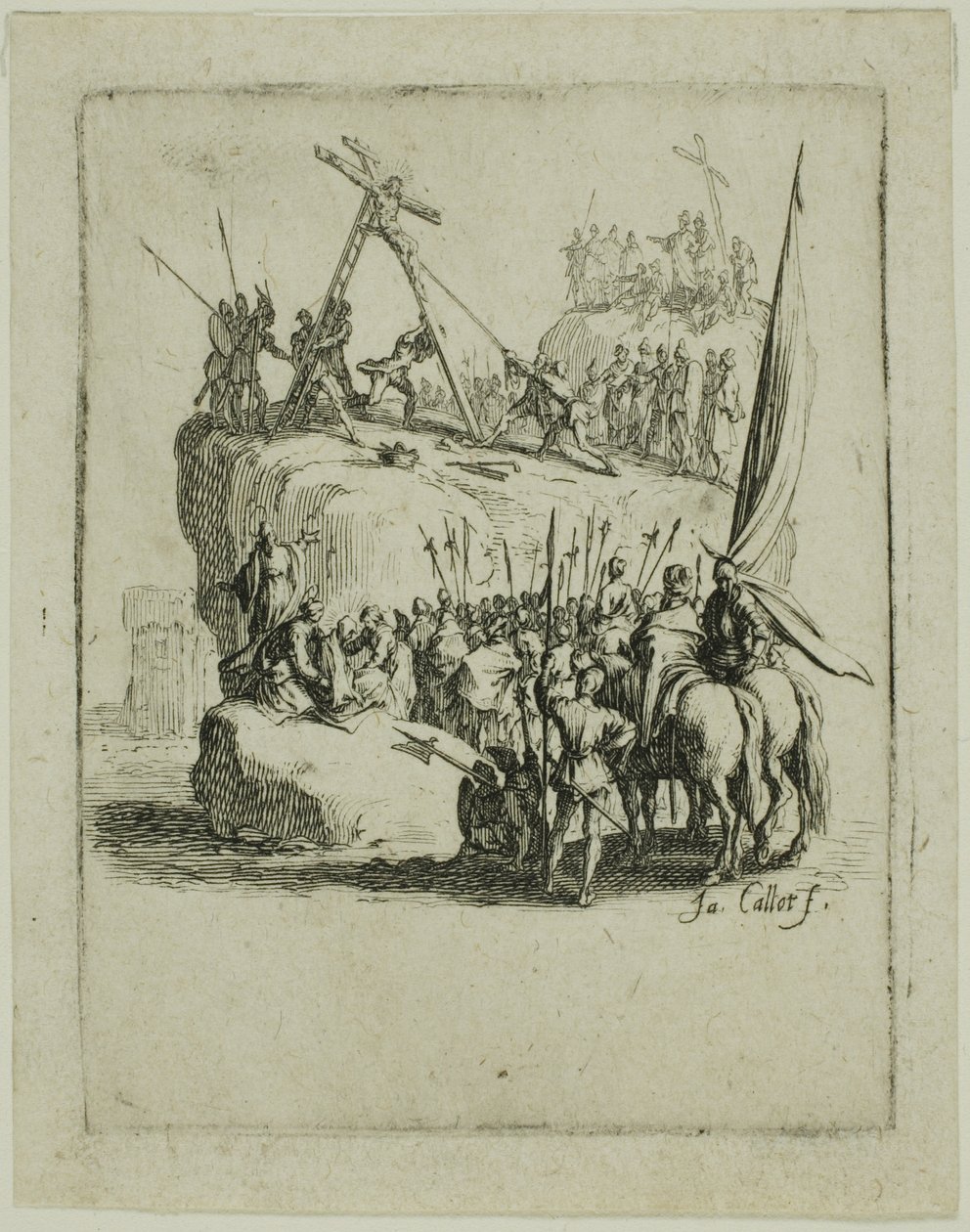 Korsfæstelsen, fra Den lille passion af Jacques Callot