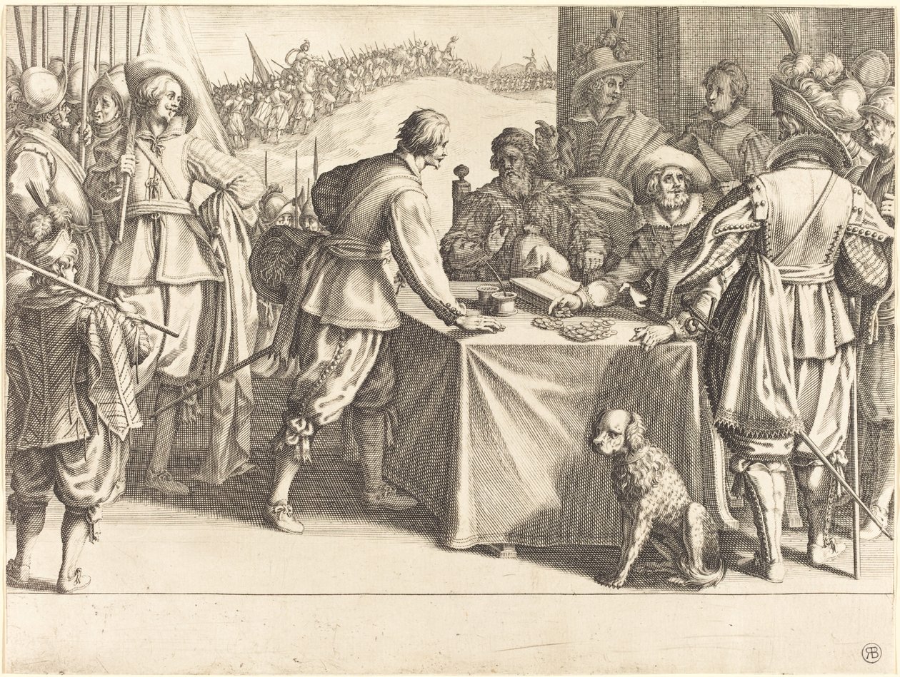 Ansættelsen af tropperne, ca. 1614. af Jacques Callot
