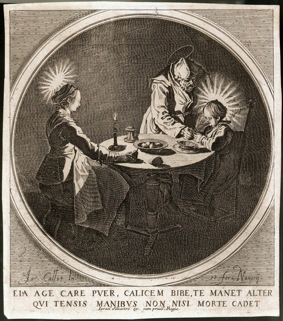 Den hellige familie til bords ... (kobberstik) af Jacques Callot