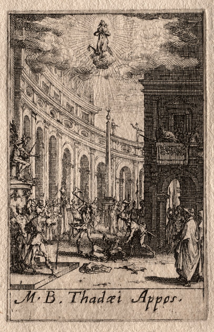 Apostlenes martyrium: Sankt Thaddeus. af Jacques Callot