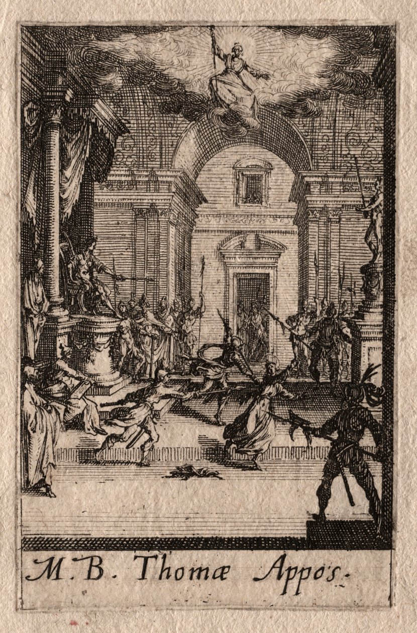 Apostlenes martyrium: Sankt Thomas. af Jacques Callot
