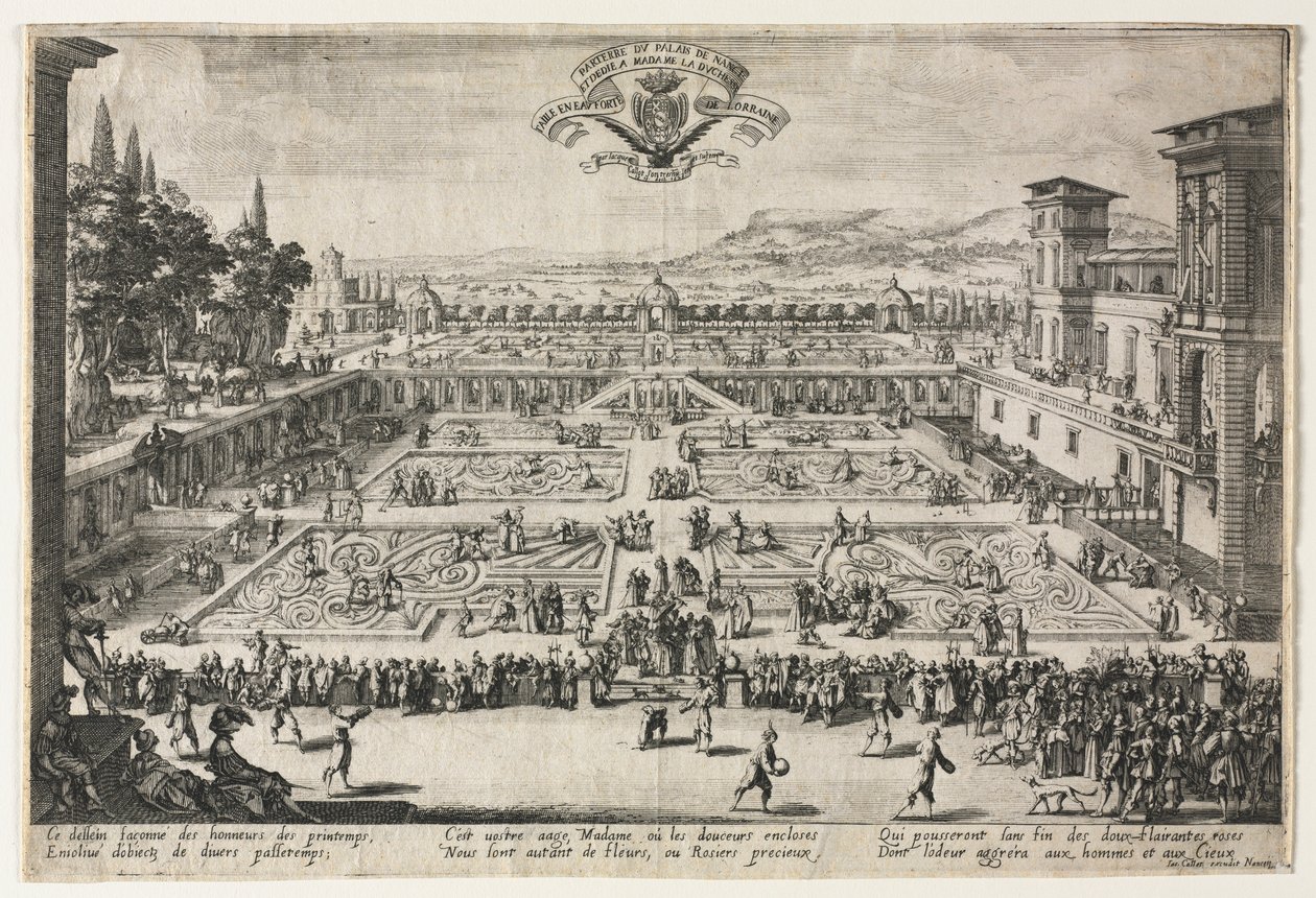 Palace Gardens i Nancy, 1625. af Jacques Callot