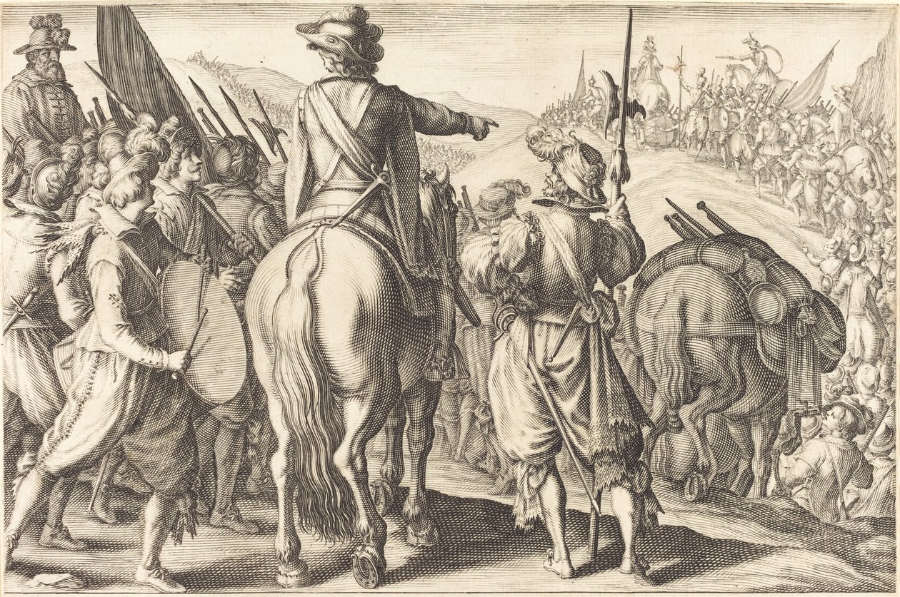 Tropperne i marts, ca. 1614. af Jacques Callot