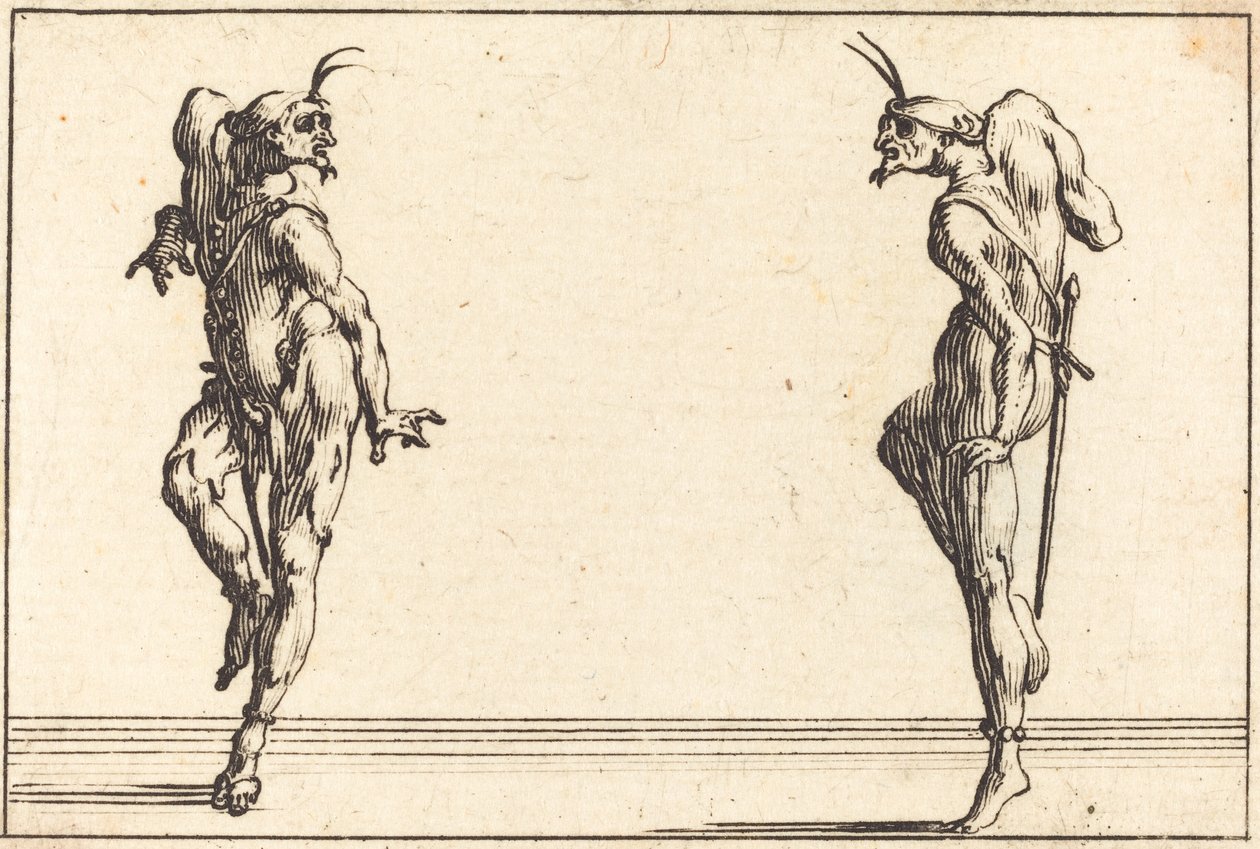 To Pantaloons danser, ca. 1617. af Jacques Callot