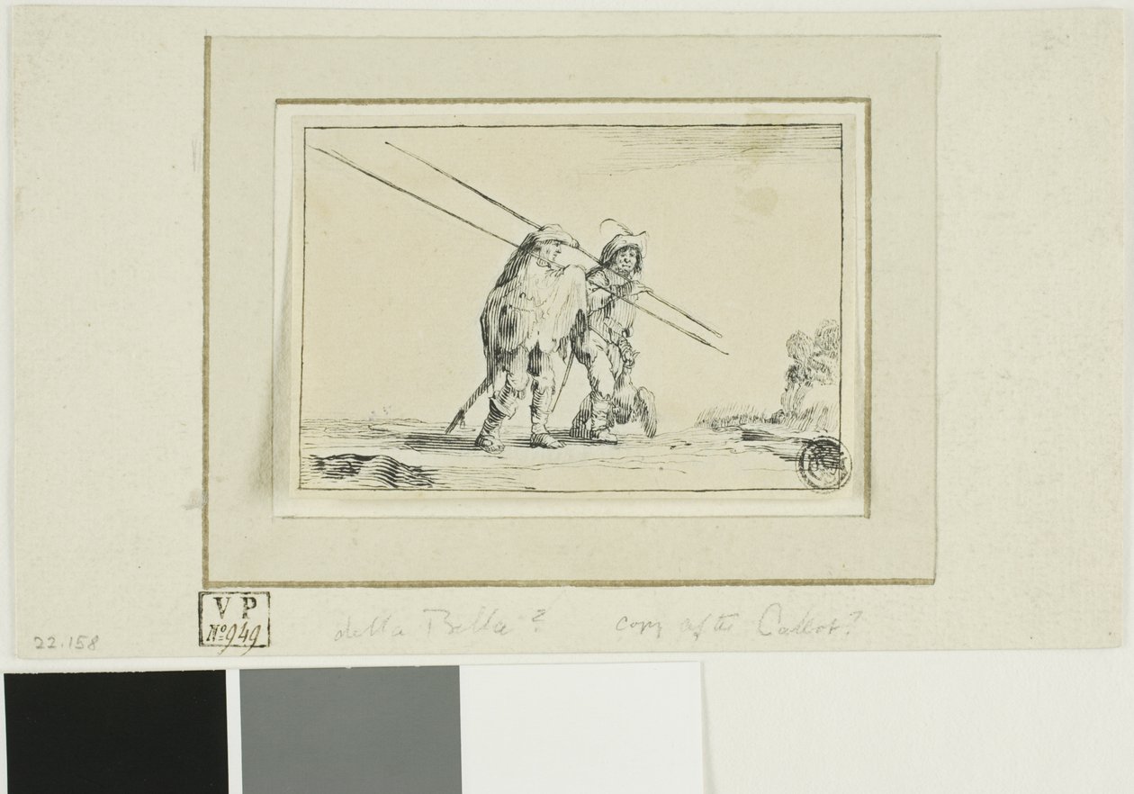 To soldater med stave af Jacques Callot