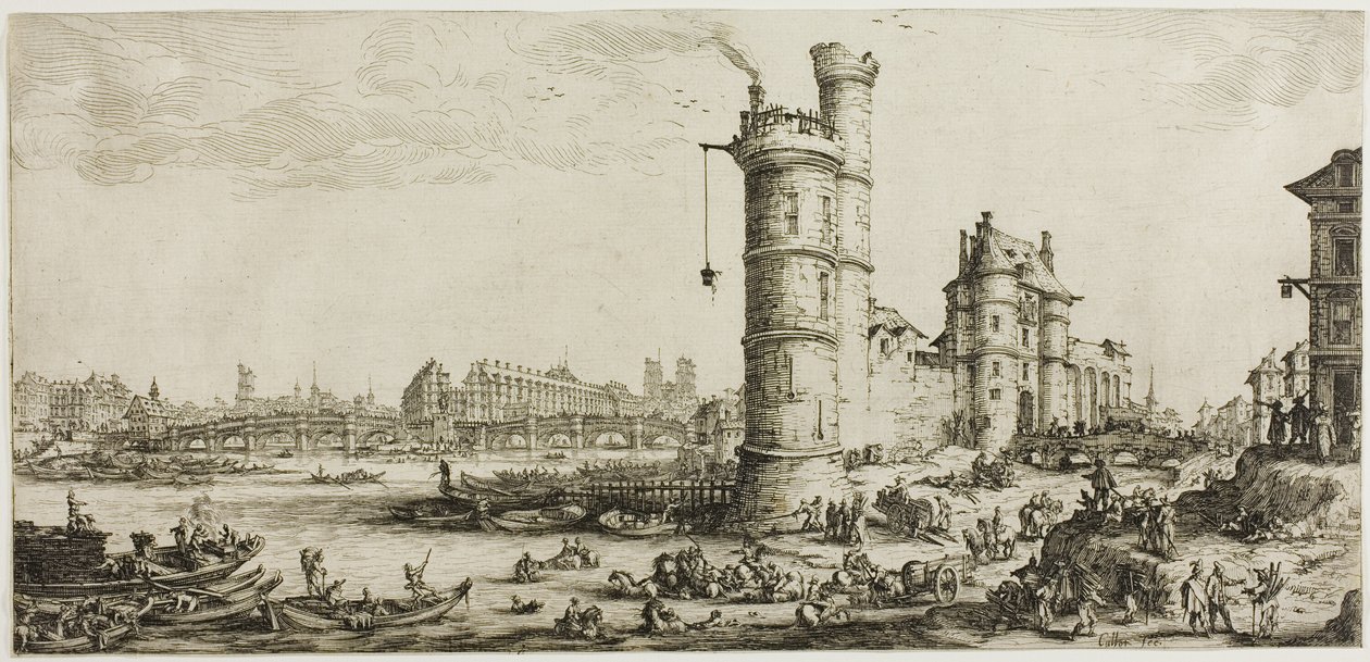 Udsigt over Pont Neuf af Jacques Callot