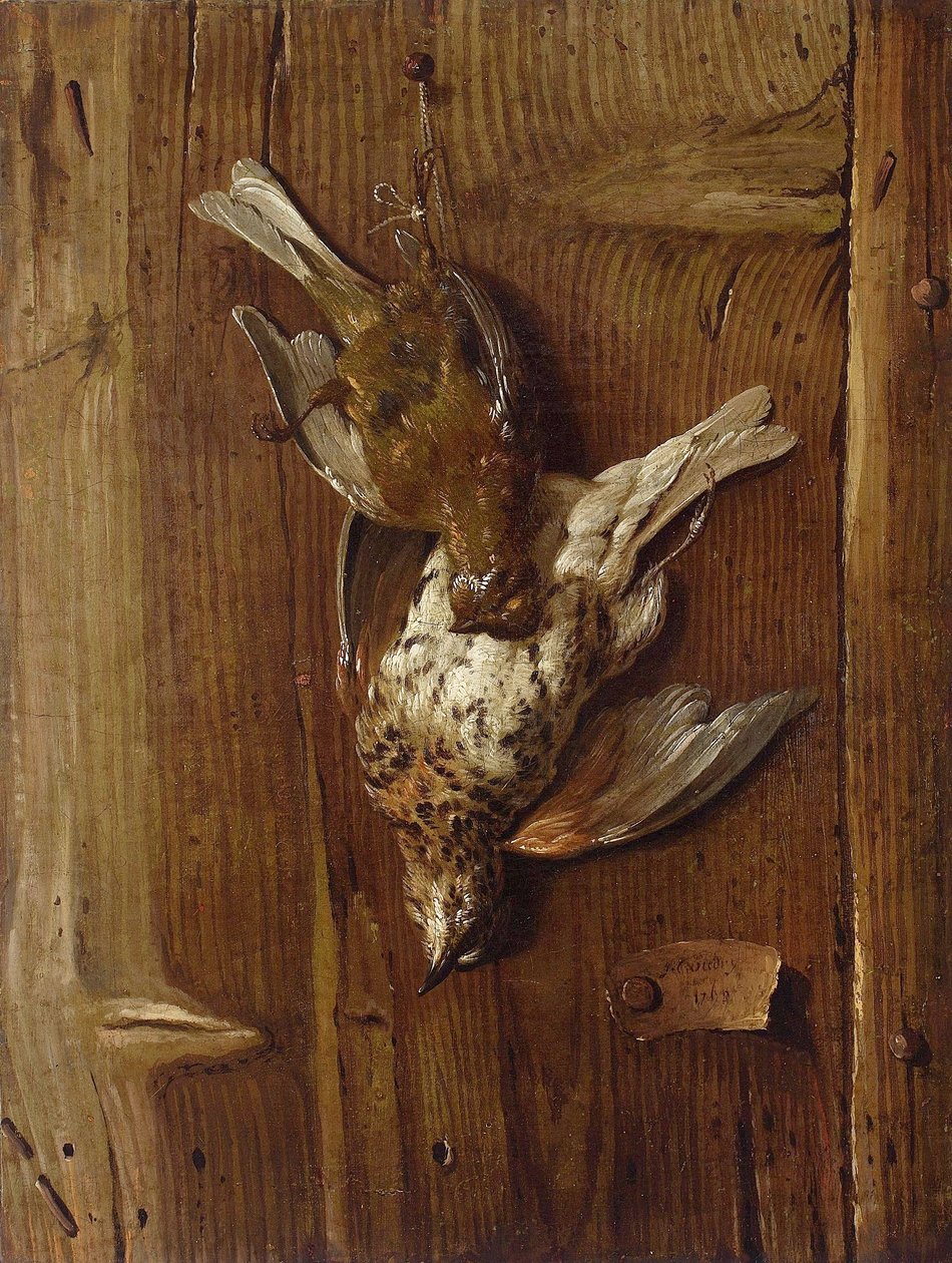 Døde fugle (drossel og fuglekonge) af Jacques Charles Oudry