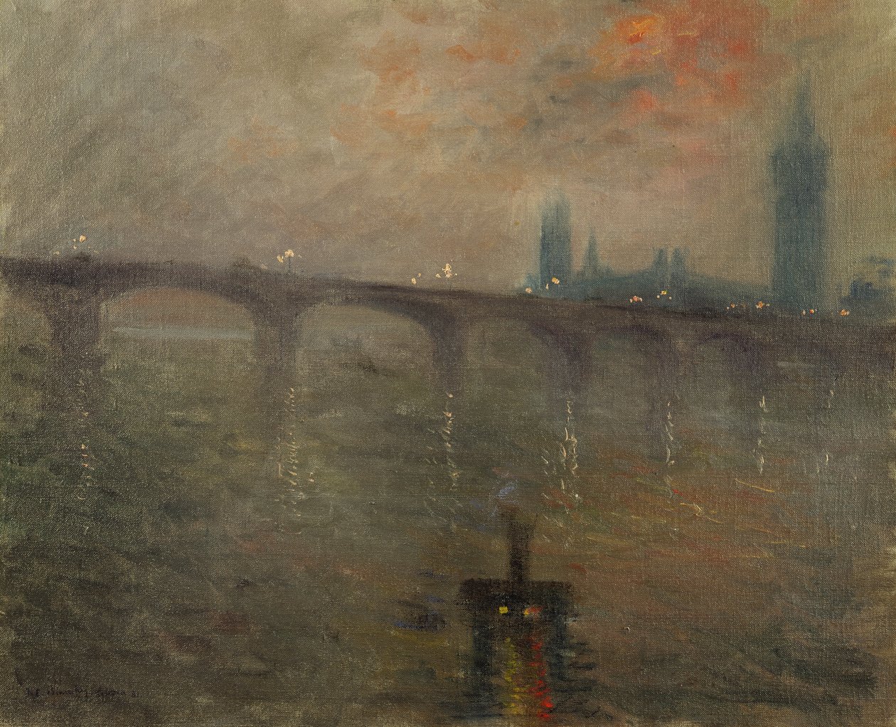 Aften, Westminster fra Waterloo Bridge af Jacques Emile Blanche