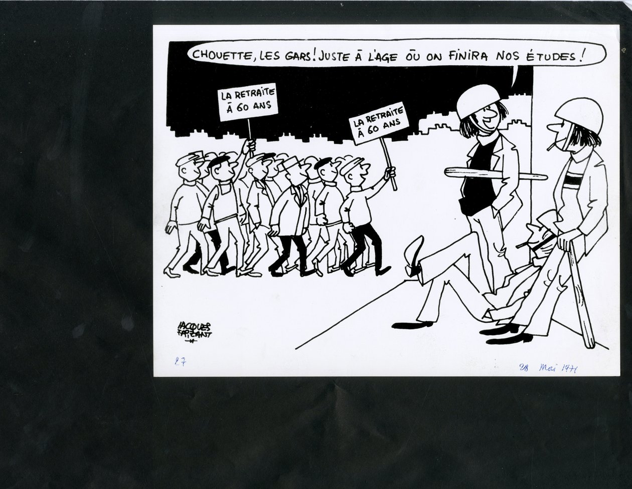 Le Figaro, satire i sort/hvid af Jacques Faizant