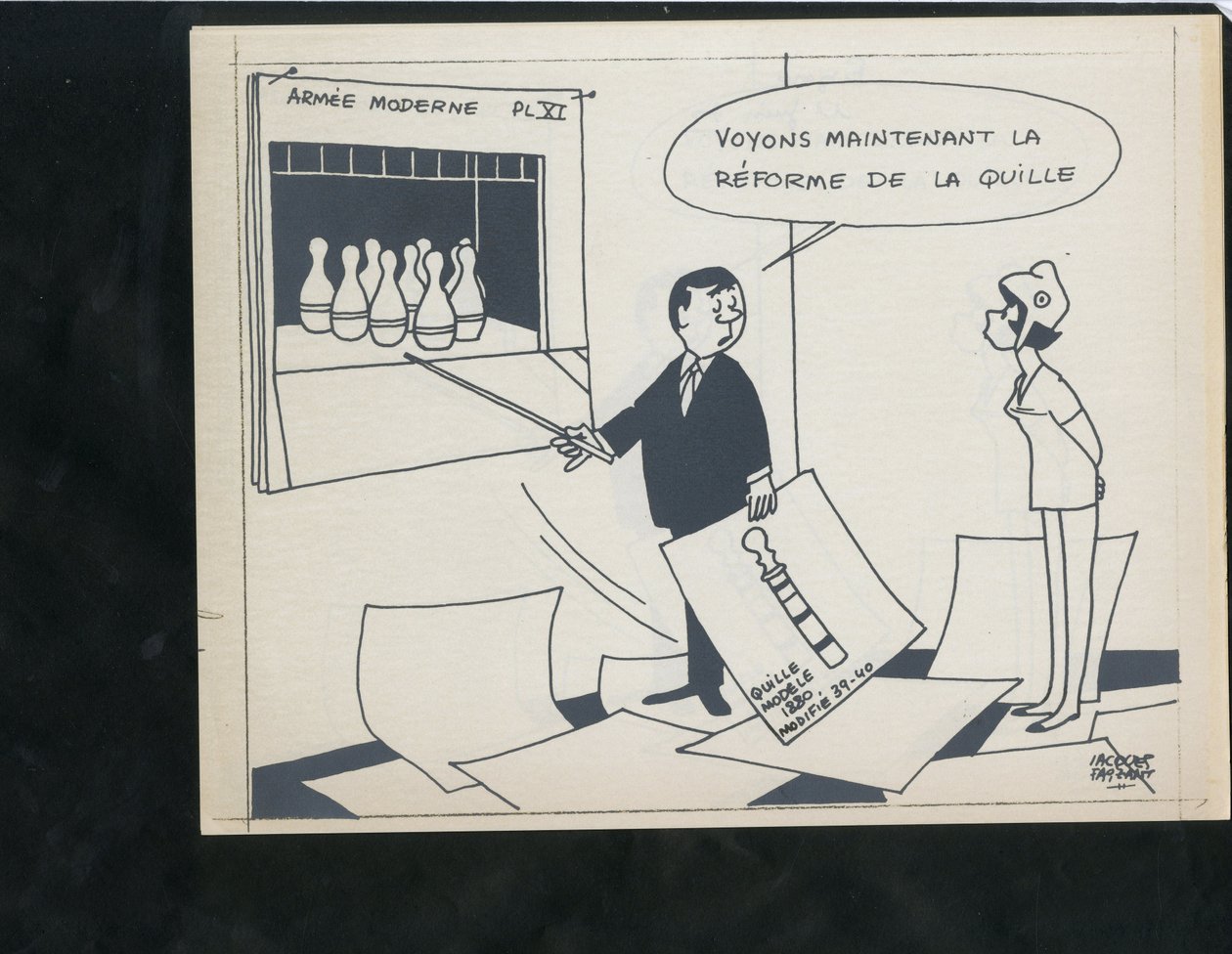 Le Figaro, satire i sort/hvid af Jacques Faizant