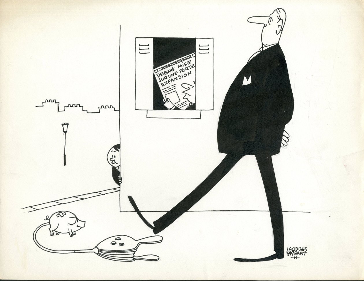 Paris-Presse, Satirisk i B  W af Jacques Faizant