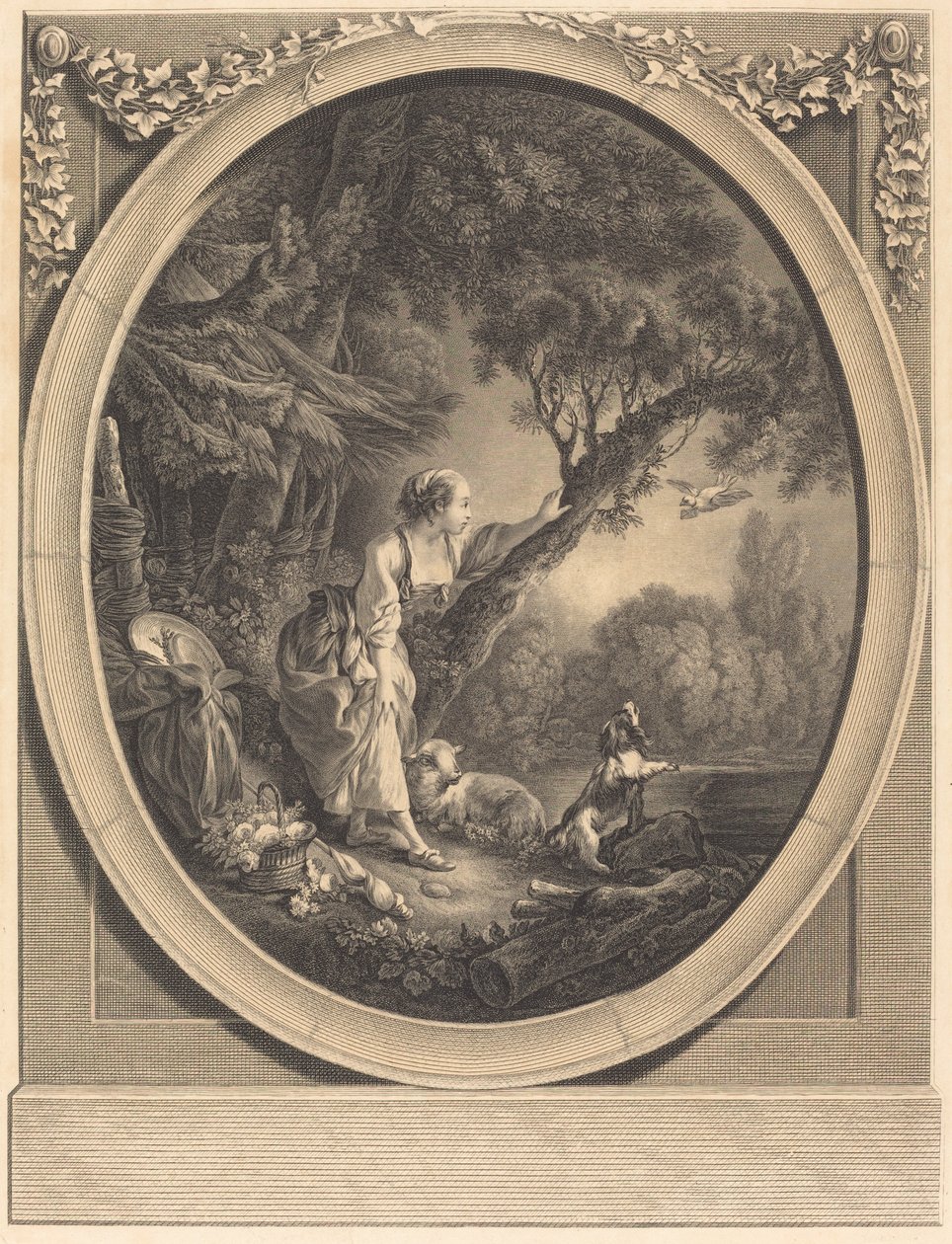 Kurerens Ankomst af Jacques Firmin Beauvarlet after François Boucher