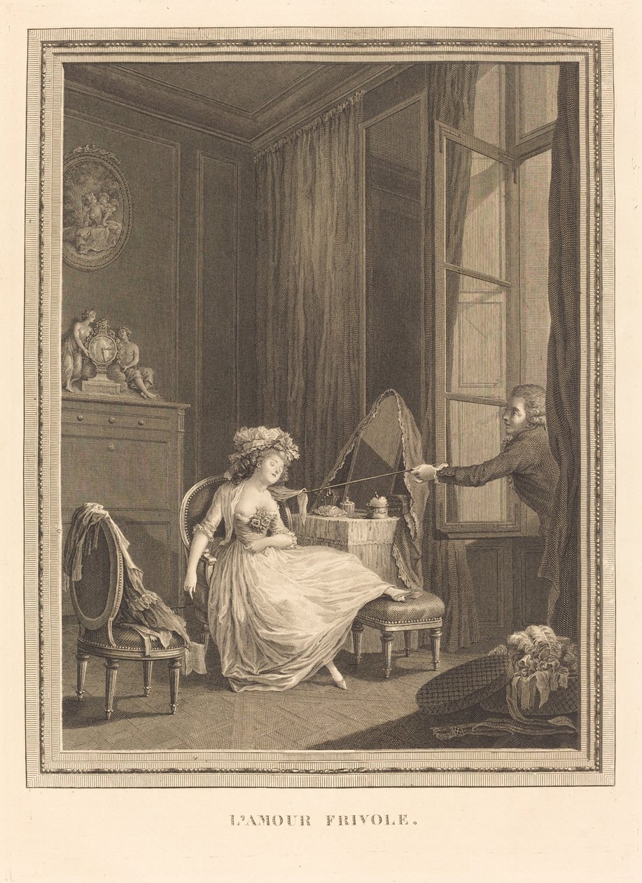 useriøs kærlighed af Jacques Firmin Beauvarlet after Pierre Antoine Baudouin